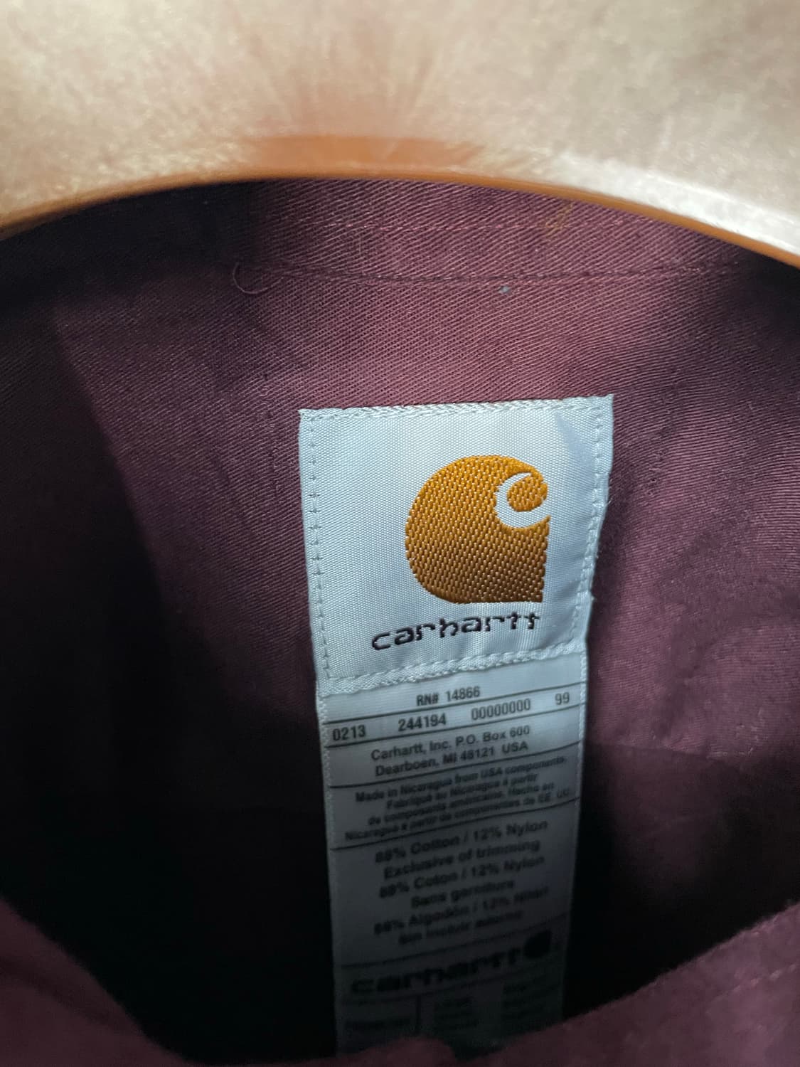 칼하트 버건디 포켓 워크 셔츠 H1717 상품이미지5