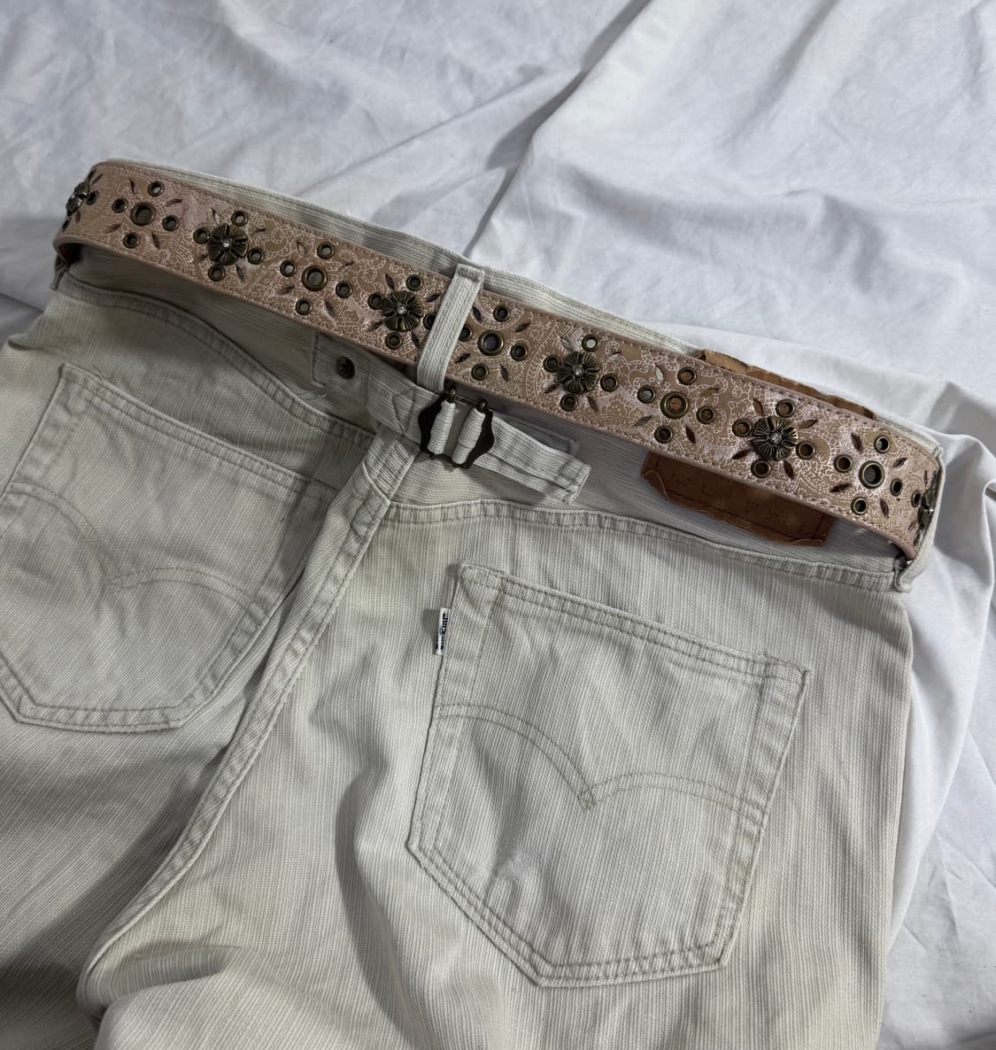 빈티지 플라워 콘초 오리엔탈 레더 벨트 웨스턴 히피 상품이미지2