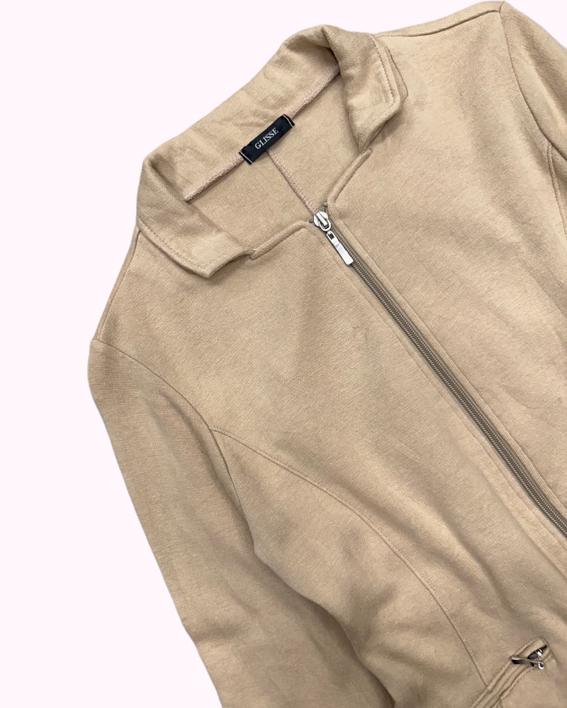 beige sweat zip-up jacket 상품이미지3