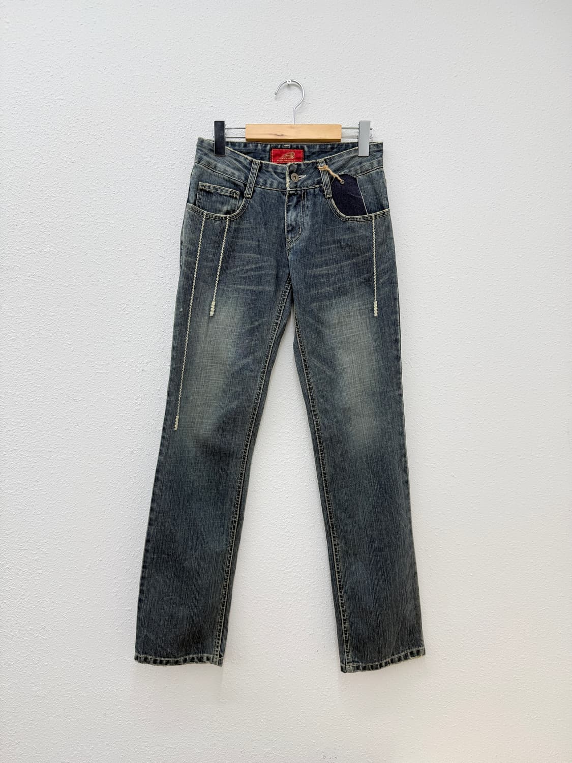 빈티지 Indian Motorcycle 로우라이즈 워싱 데님 팬츠 상품이미지1