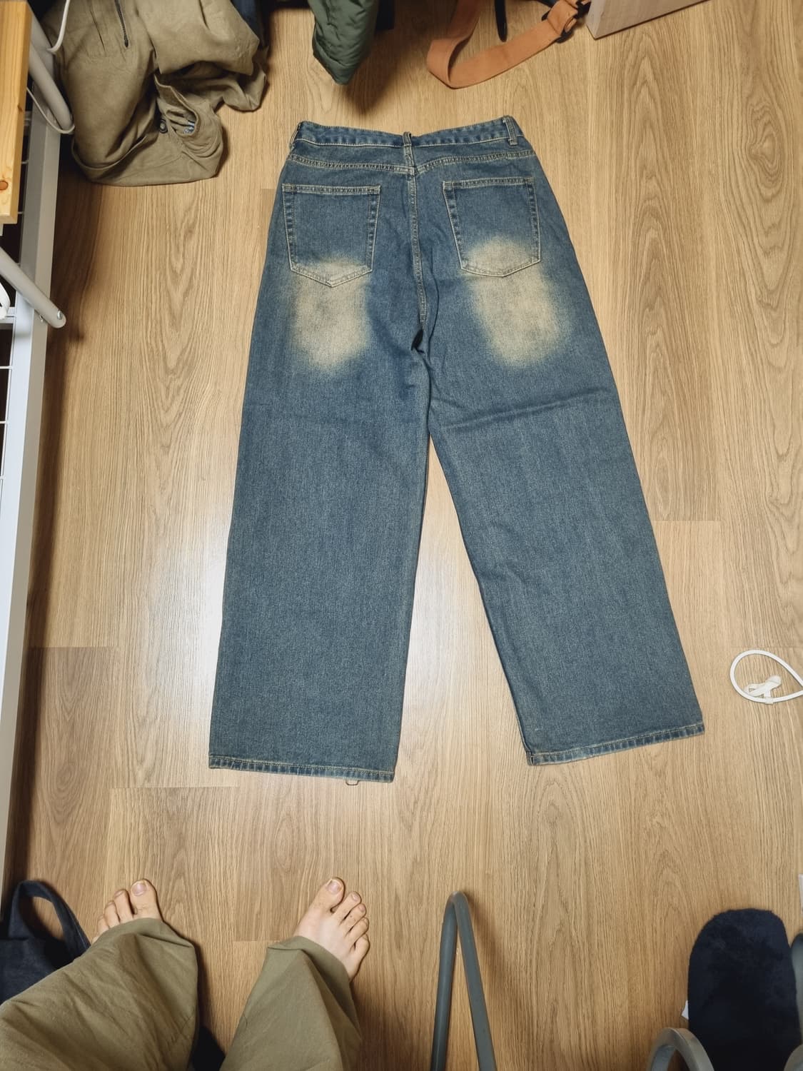 빈티지 페이드 와이드 워싱 데님 팬츠 [YELLOW BLACK] 상품이미지2