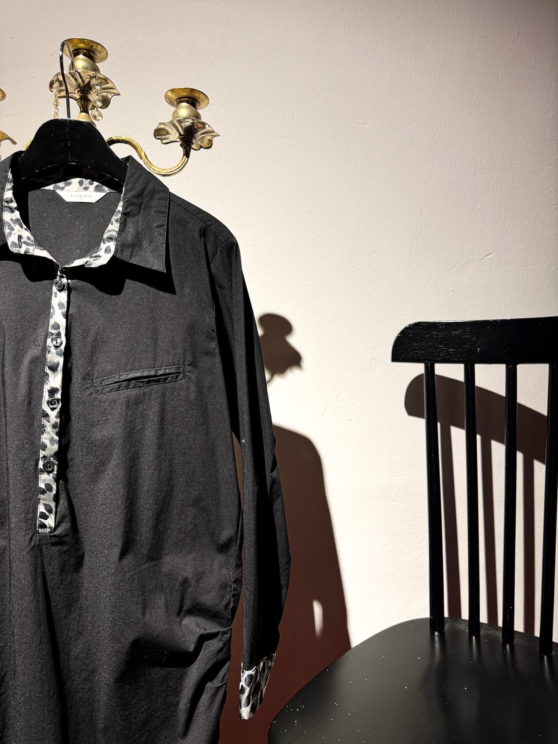 Leopard Print Black Shirt 상품이미지1