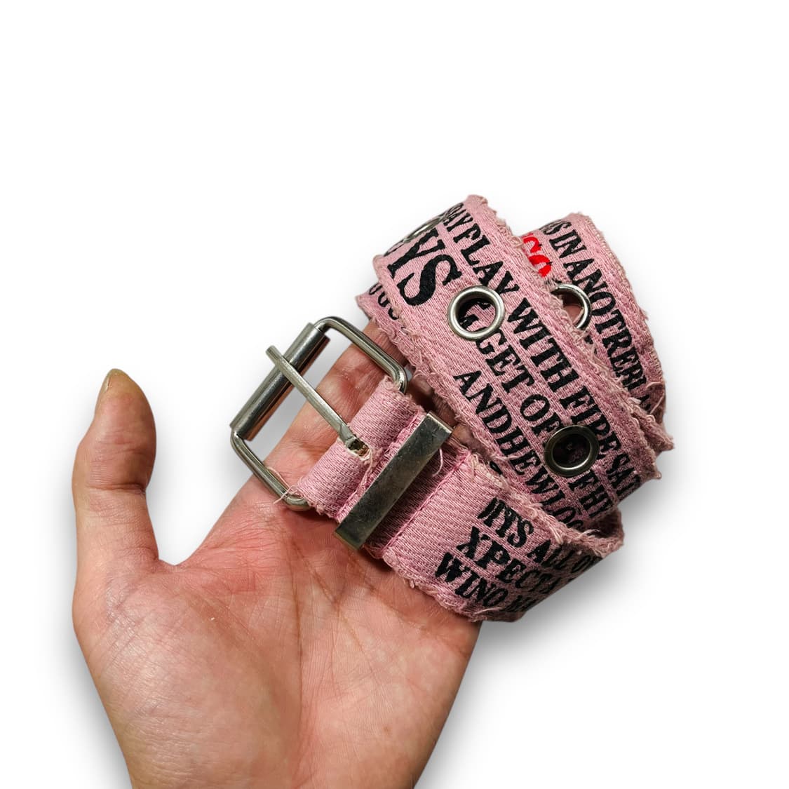 펑크 레터링 디스트로이드 핑크 빈티지 벨트 상품이미지2