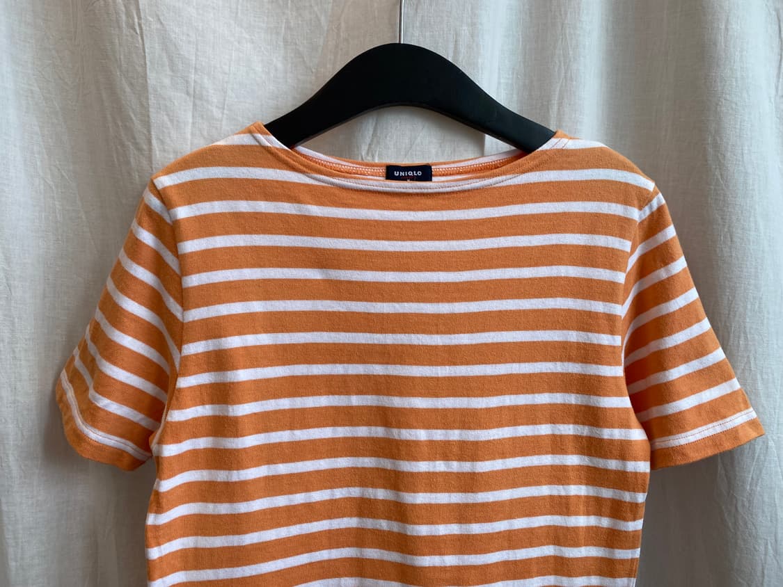 UNIQLO 오렌지 스트라이프 반팔티셔츠(M) 상품이미지3