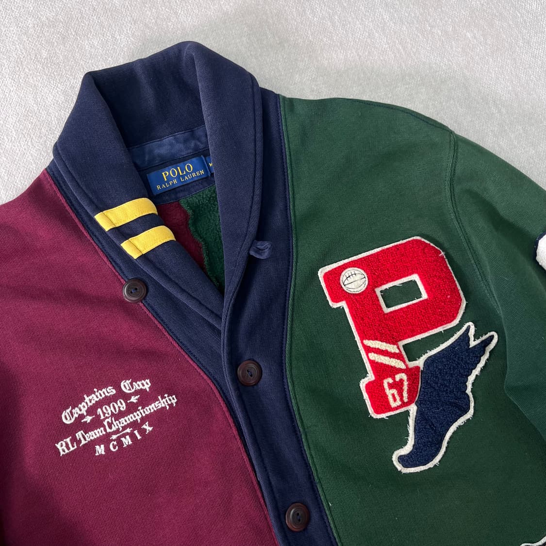 100 폴로랄프로렌 프레리 럭비 멀티패치 숄카라 가디건 상품이미지2