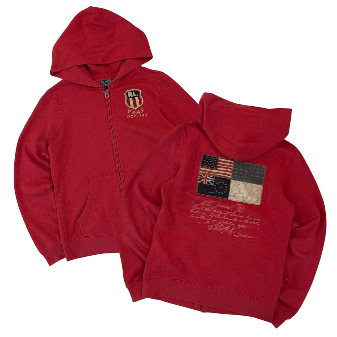 폴로 랄프로렌 폴로진스 성조기 패치 후드집업 코랄 상품이미지1