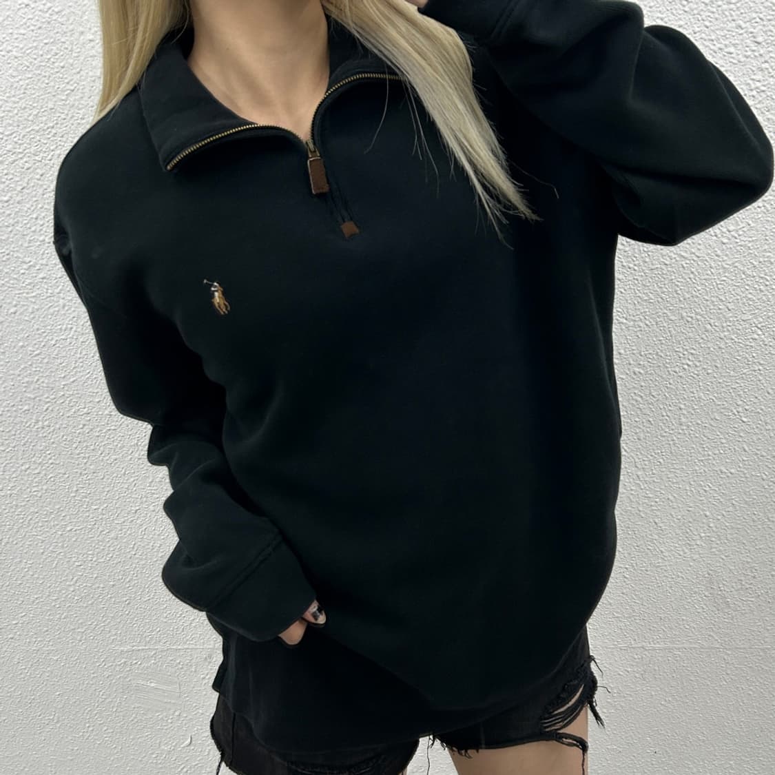 폴로 랄프로렌 옥스포드 블랙 반집업 니트 L 상품이미지1