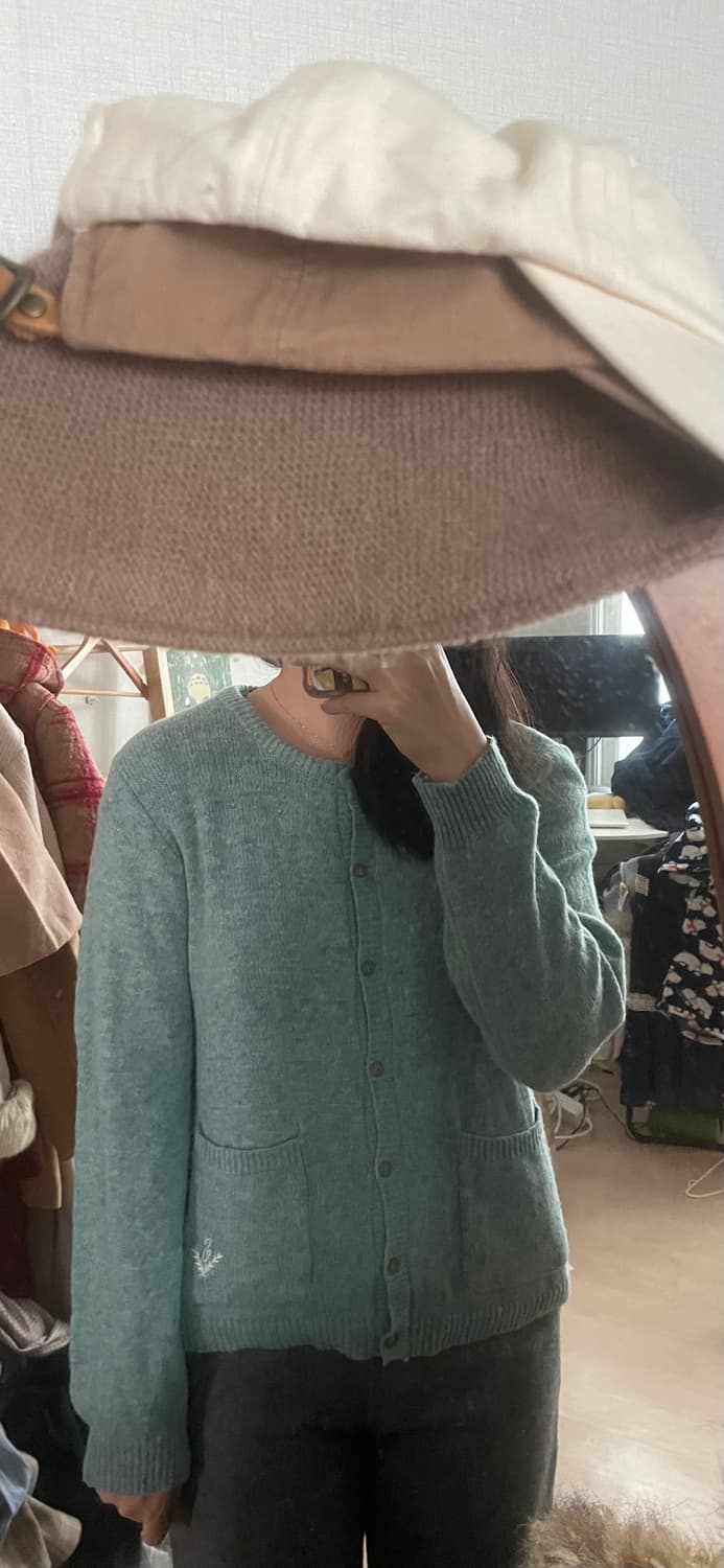 모리걸 빈티지 사만사모스 울 포함 민트 가디건🩵 상품이미지5