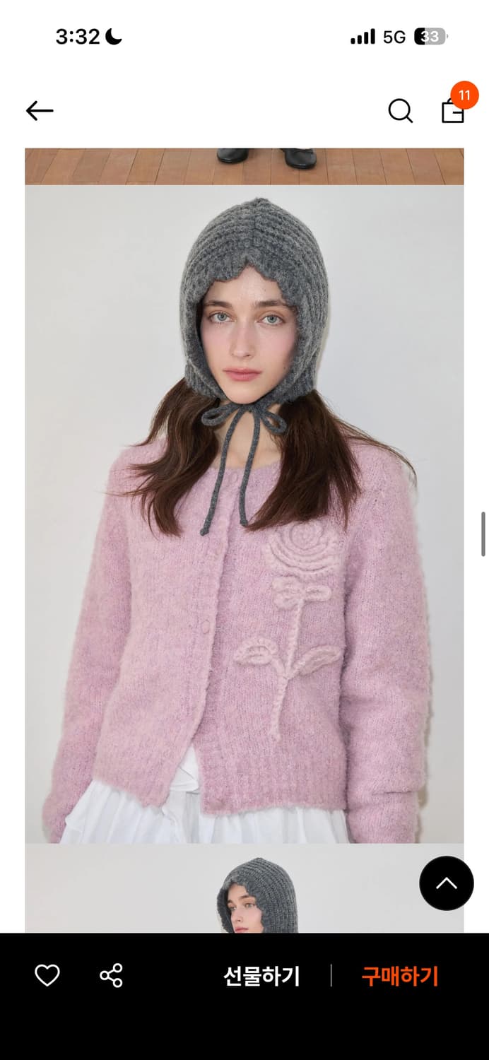 시눈 로즈 플라워 장원영 가디건 라일락 핑크 더바넷 타낫 아카이브제이투유 상품이미지1