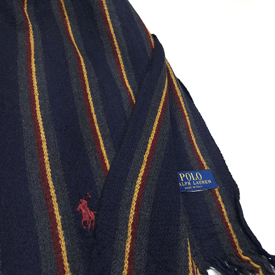 MX510 폴로 90s 이태리판 울 스트라이프 레드포니 머플러 목도리 상품이미지6