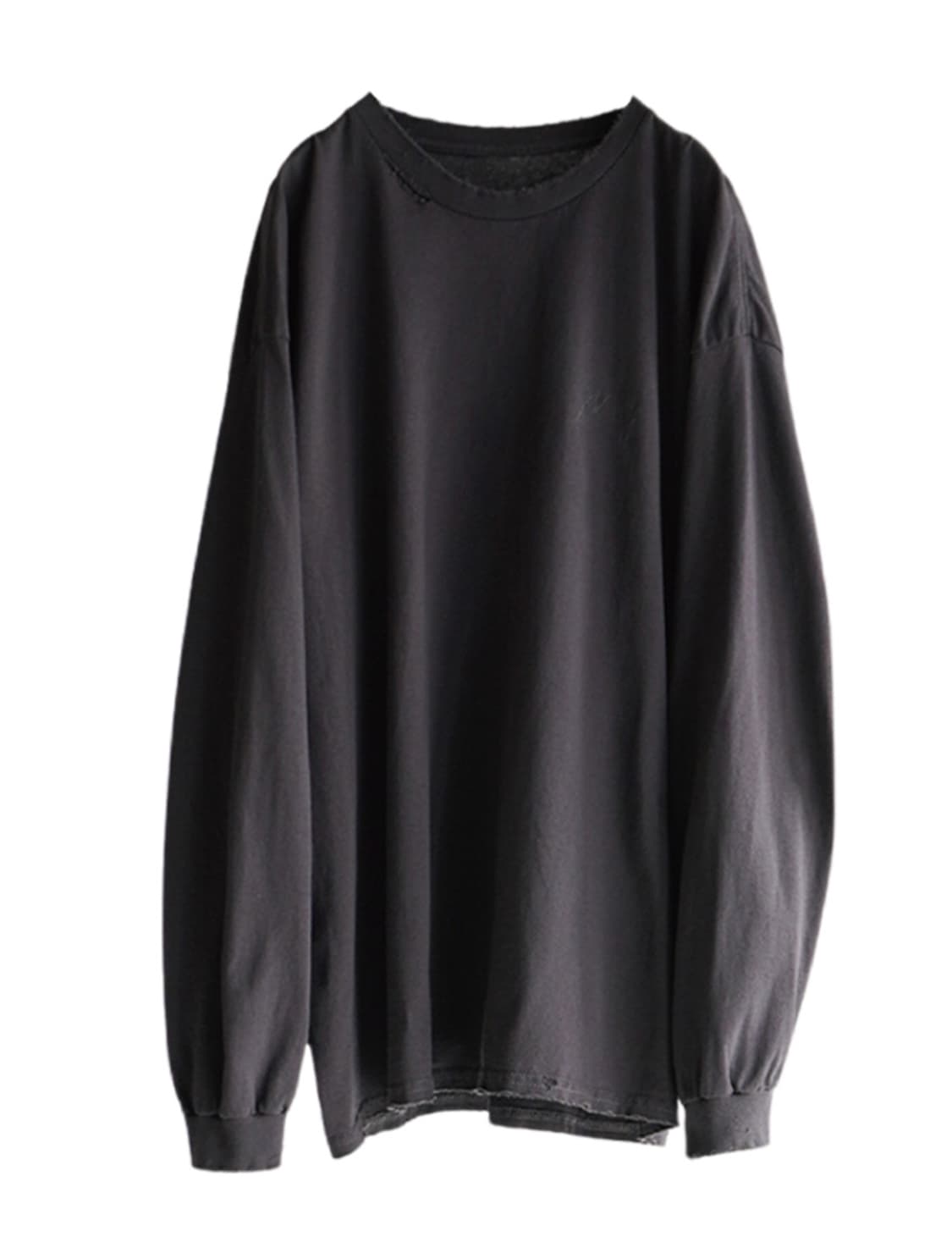 Ancellm 다이드 데미지 플라워 PT 롱슬리브 블랙 상품이미지2