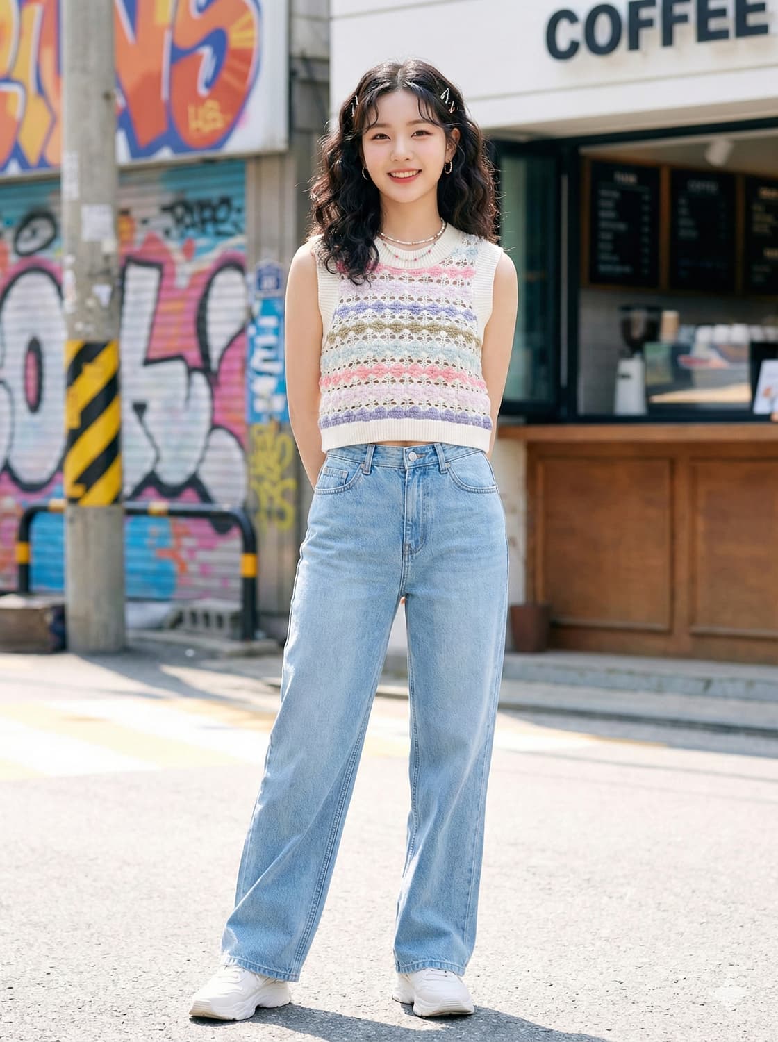 ZARA 자라 파스텔 펀칭 크롭 니트 베스트 상품이미지1