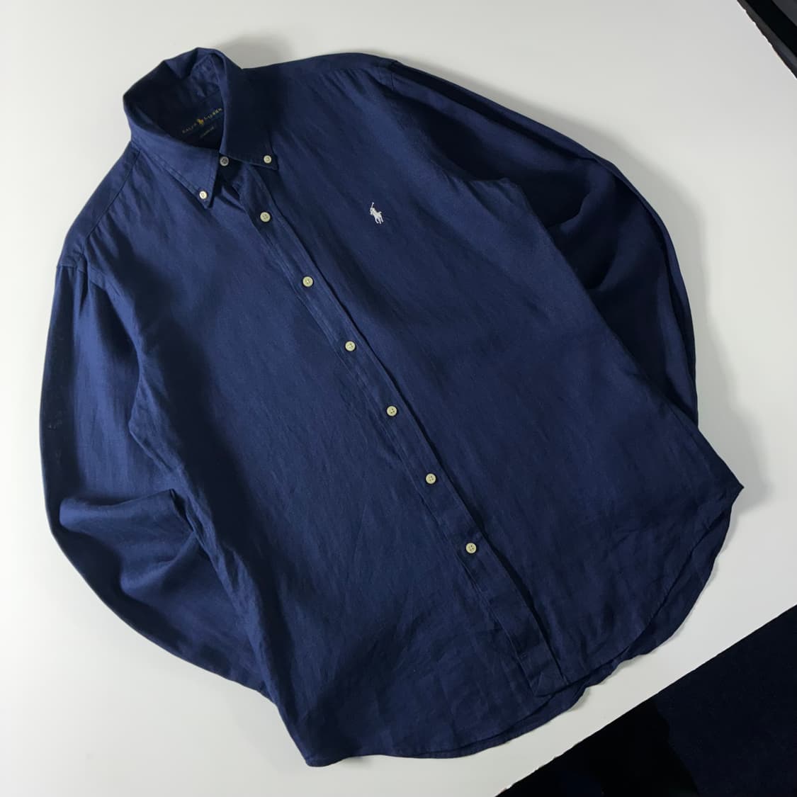 Polo  폴로 랄프로렌 자수 린넨 네이비 화이트포니 셔츠  상품이미지2