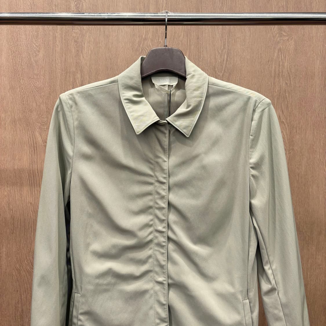 S 막스마라 칼라넥 자켓 히든 버튼 포켓 후면 원 턱 디테일 베이지 상품이미지4