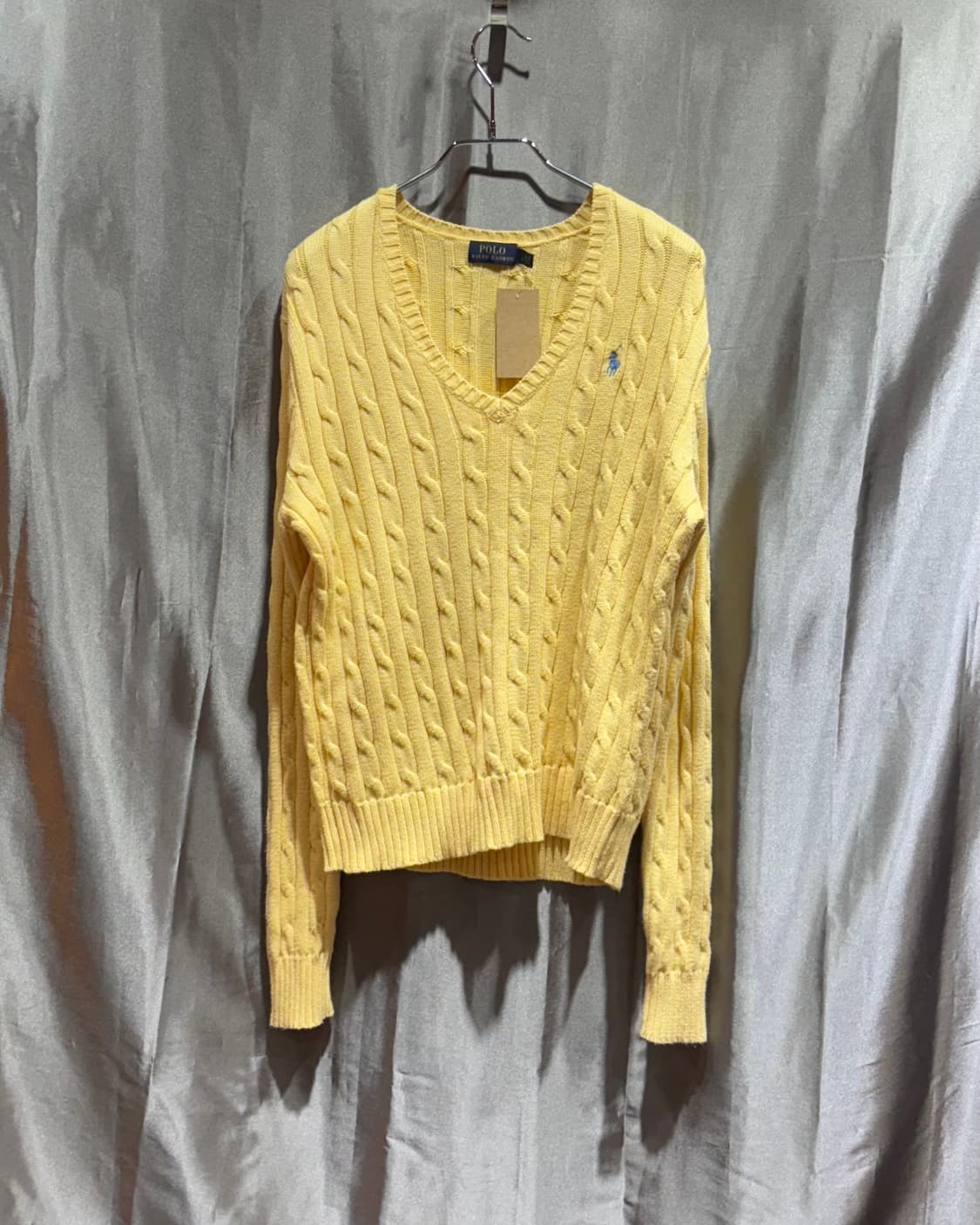 L 폴로랄프로렌 옐로우 브이넥 케이블 니트 상품이미지2