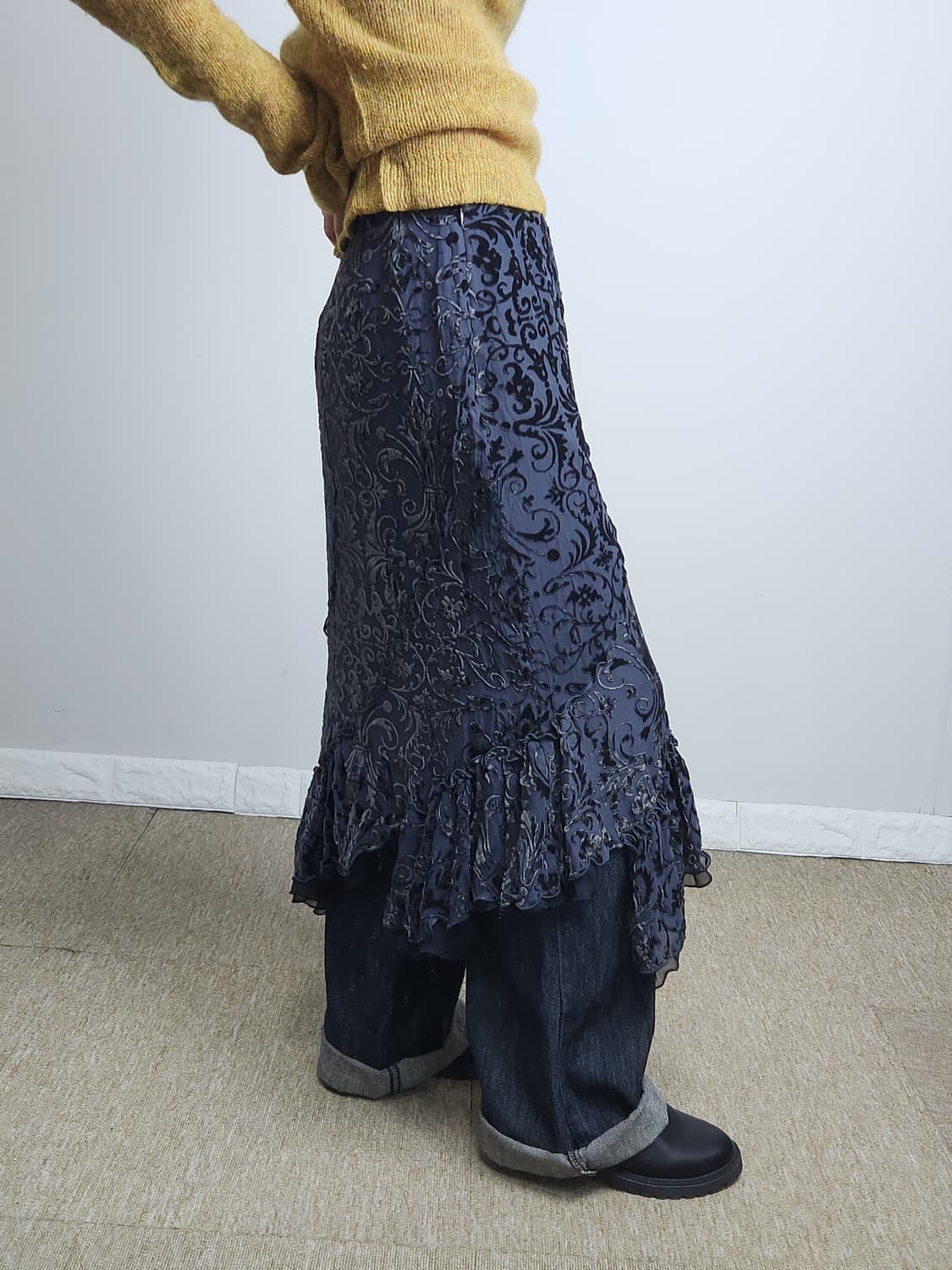 (KOOS)벨벳 러플 스커트 상품이미지3