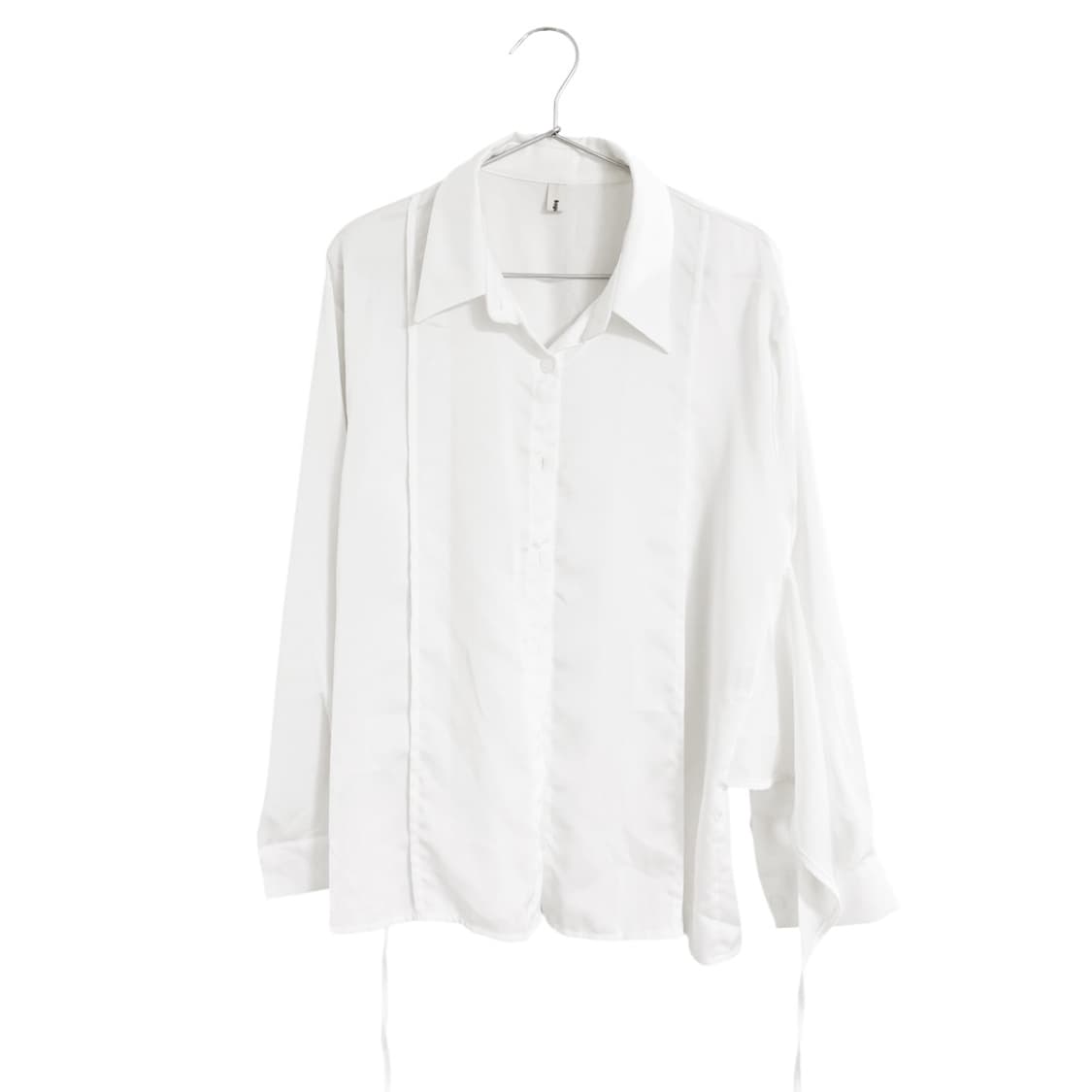 satin String Detail Wrap Shirt_White 상품이미지3