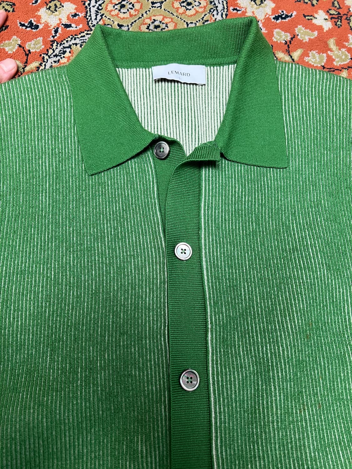 [105] 르마드 그린 카라 가디건 3 상품이미지3