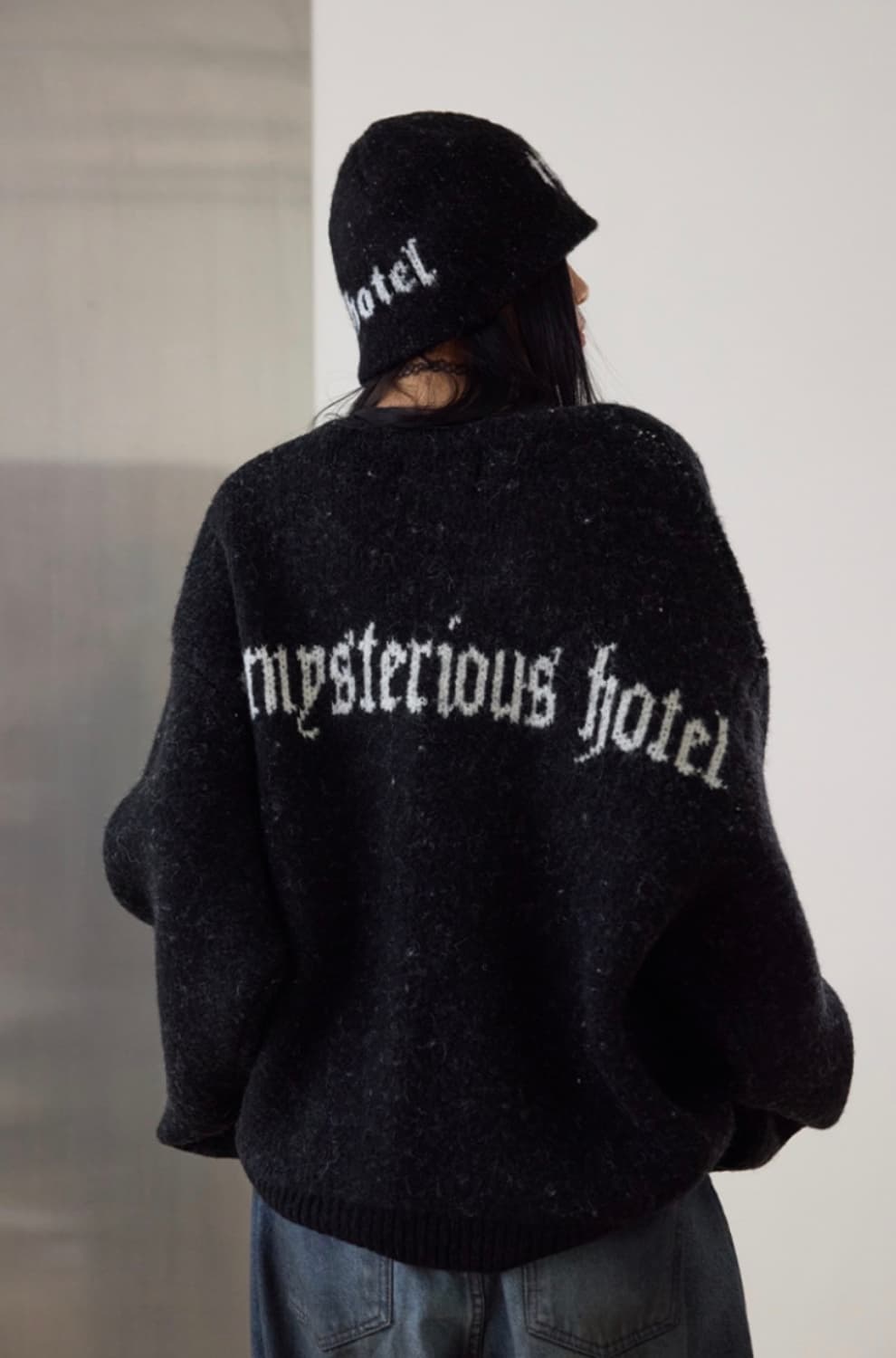 더미스테리어스호텔 알파카 울 가디건 블랙 상품이미지2