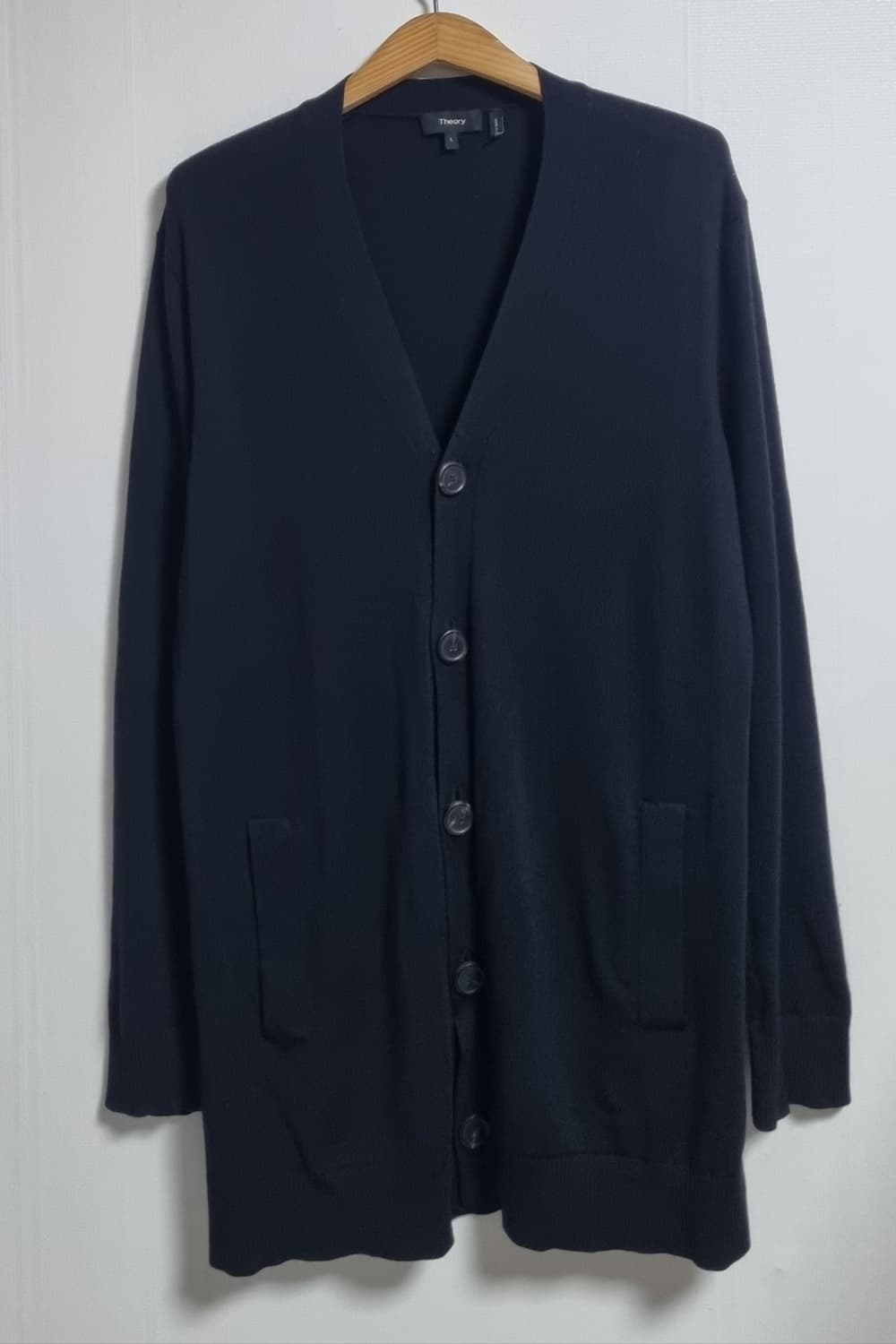 L (77) 띠어리 블랙 메리노울100% 롱 니트 가디건 상품이미지1