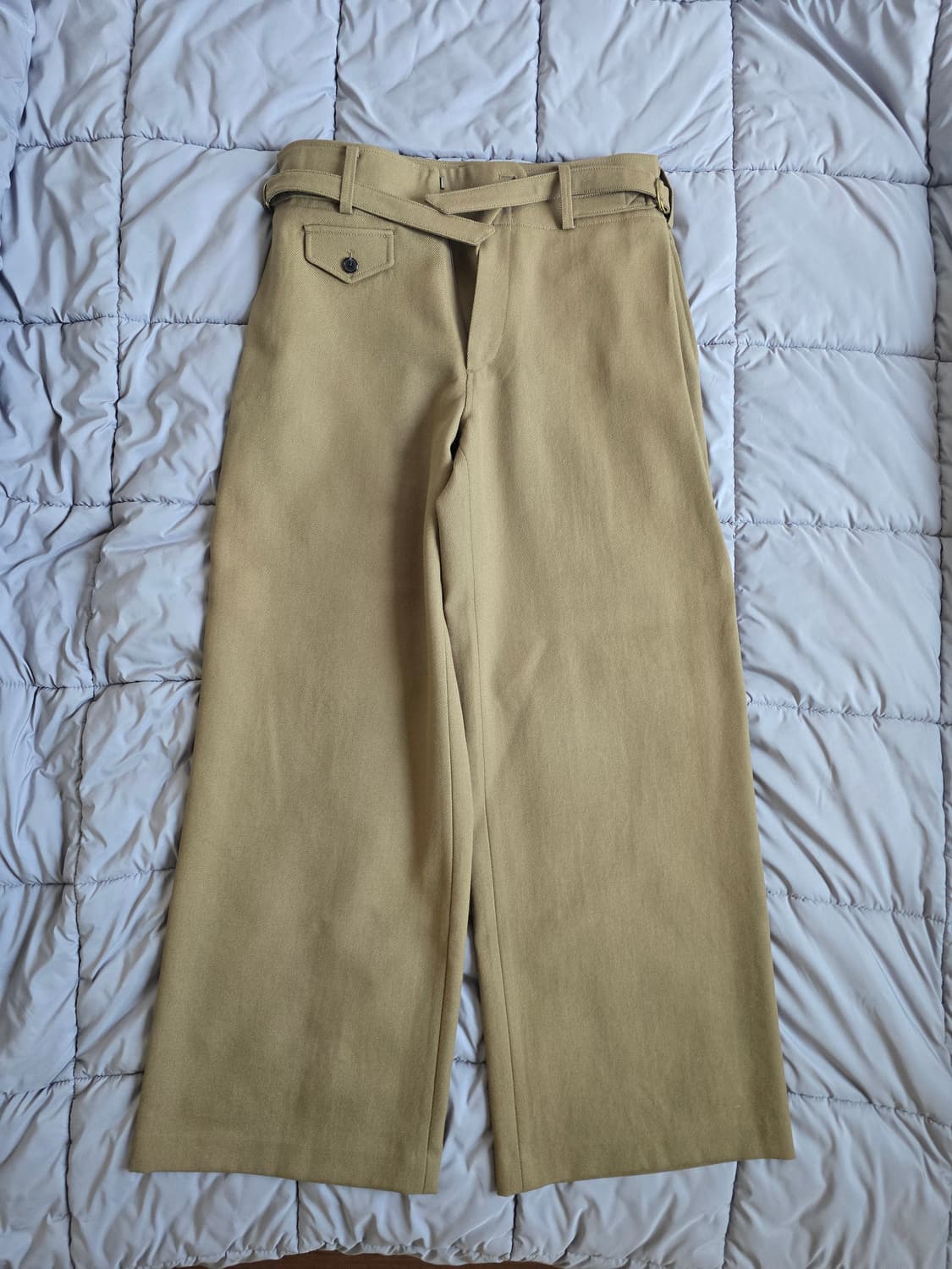 렉토 페이톤 버진 울 와이드 팬츠 카키 베이지 S 상품이미지1