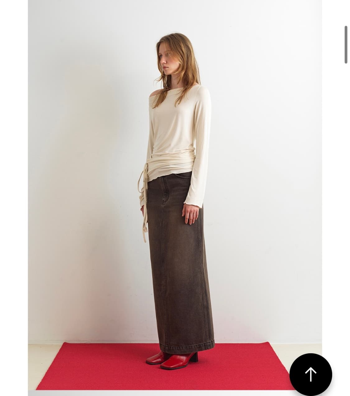 아옵트 데님 롱스커트 브라운 상품이미지2