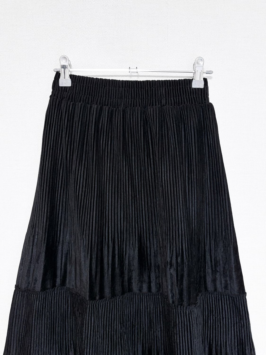 Corduroy Pleats Long Skirt - Black 상품이미지5