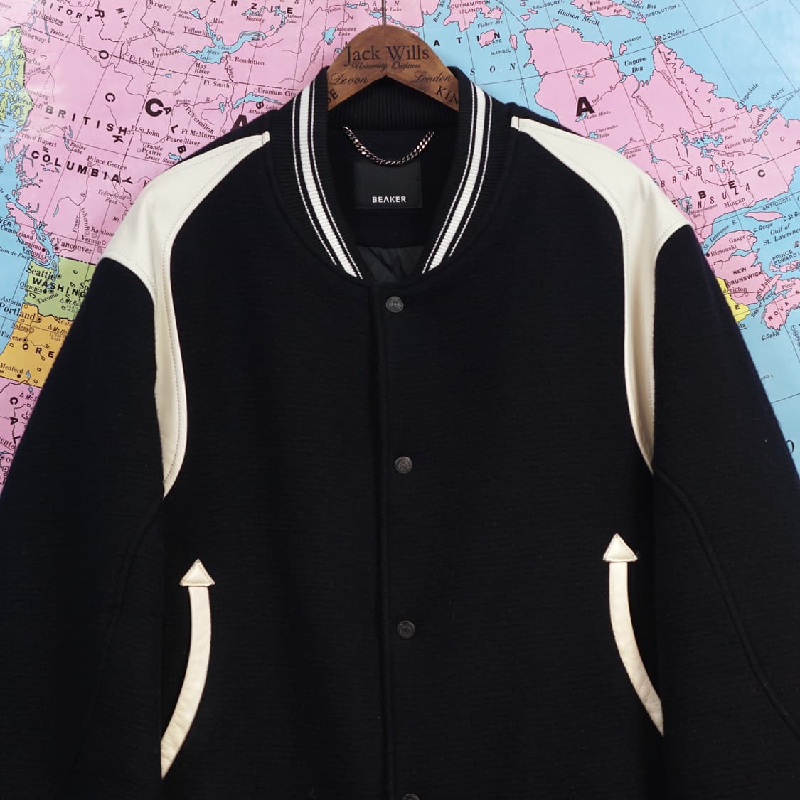 비이커 24fw 울&레더 바시티 자켓 상품이미지3