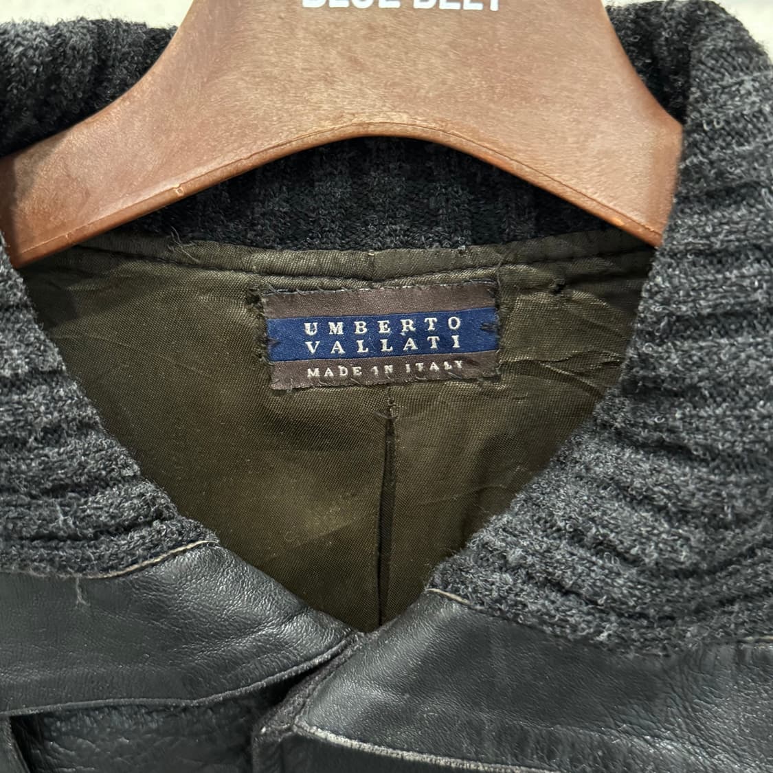 EURO VINTAGE 아란 케이블 레더 울자켓 하이넥 워머 디테일 상품이미지5