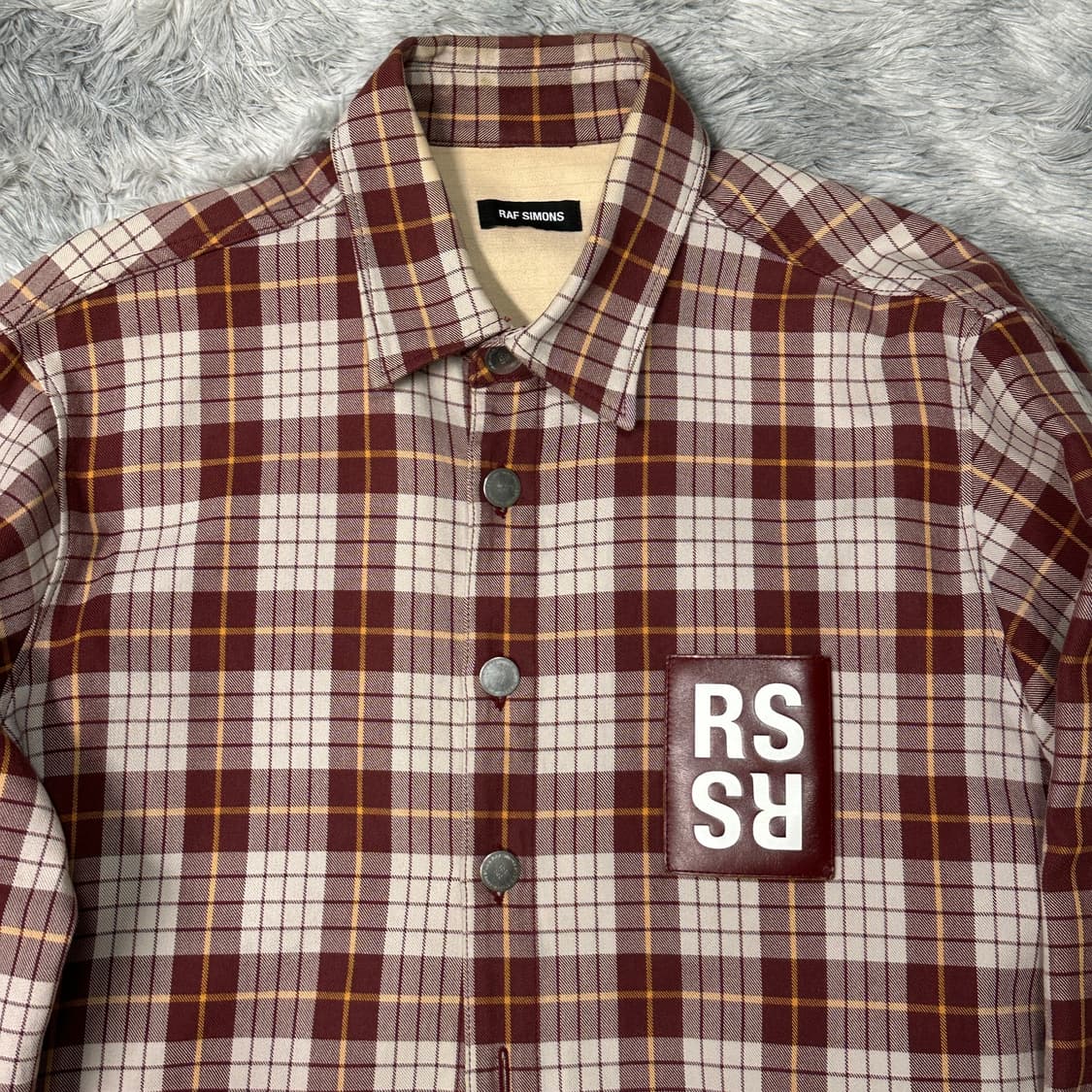 라프시몬스 18ss 패치 런웨이 체크셔츠 XL 상품이미지2