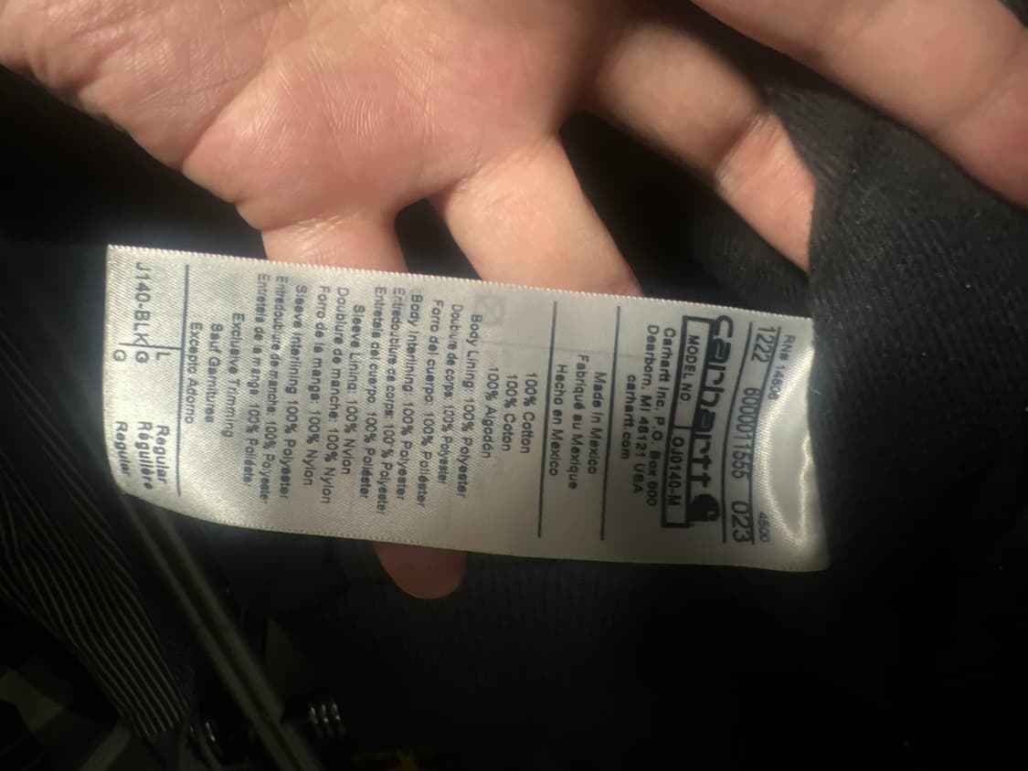 칼하트 액티브 자켓 J140 - BLK 상품이미지4