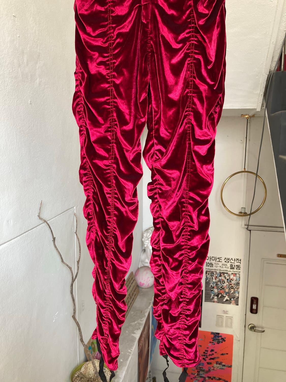 레드 벨벳 셔링 팬츠 상품이미지3