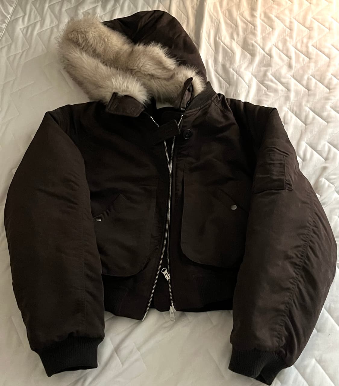 AFTERHOURS 퍼 후드 MA-1 봄버 자켓 브라운 상품이미지3