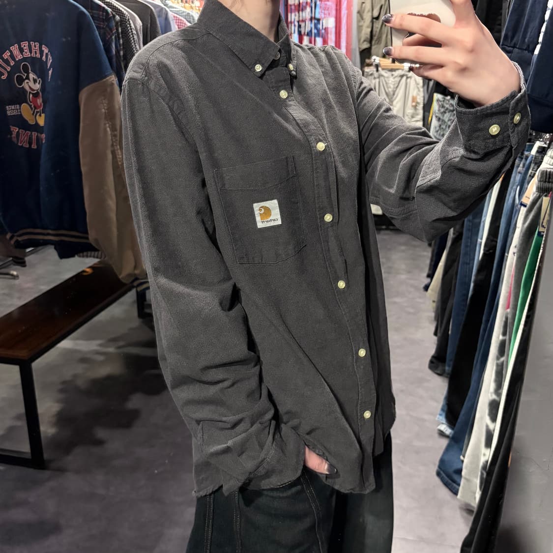[IM] Carhartt 칼하트 긴팔 셔츠 차콜그레이 상품이미지3