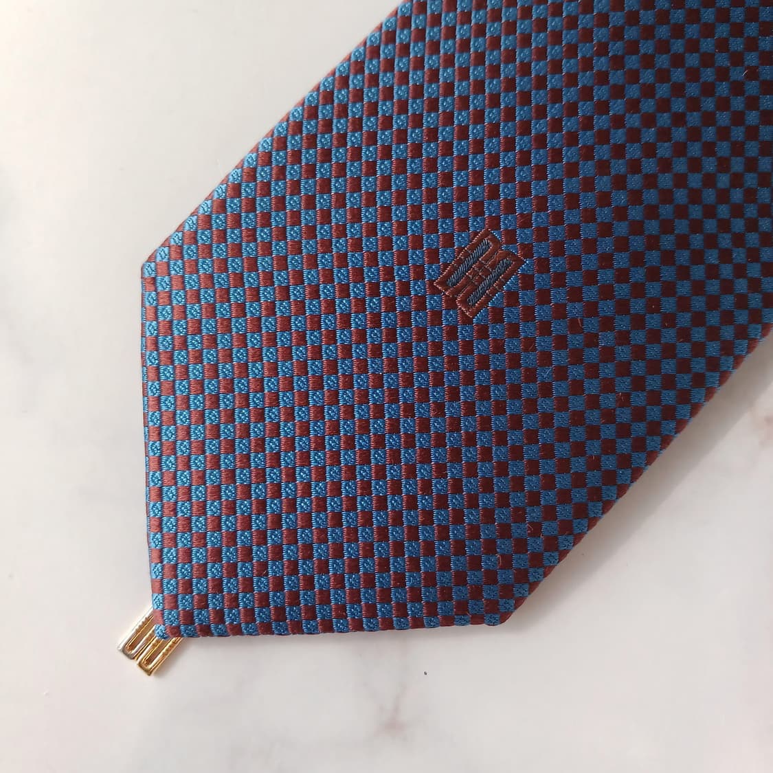 DAKS 닥스 실크 블루 체크 패턴 넥타이 8cm 새상품 E846 상품이미지7