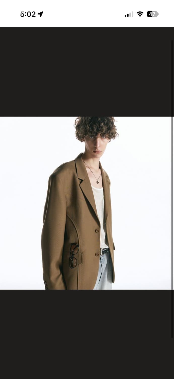 인사일런스 커브드 라인 울 블레이저 mocha M사이즈 상품이미지1