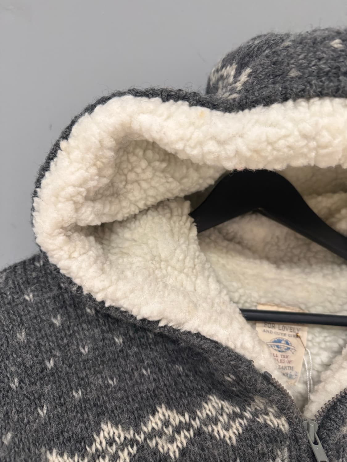 nordic pattern sherpa knit hood zip-up 상품이미지10