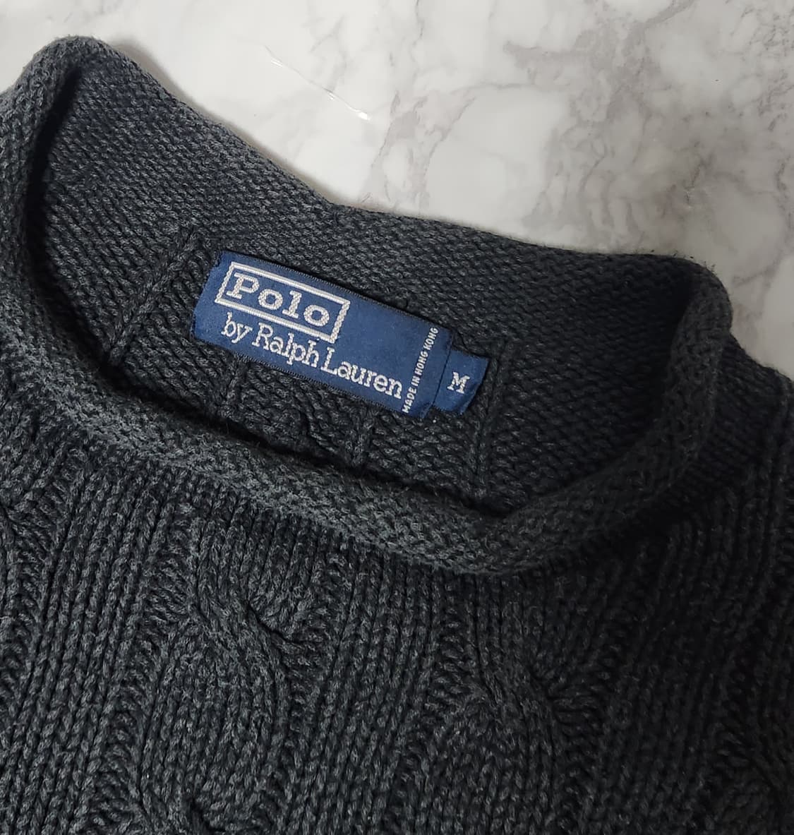 폴로 랄프로렌 꽈배기 차콜 오버핏 니트 상품이미지5