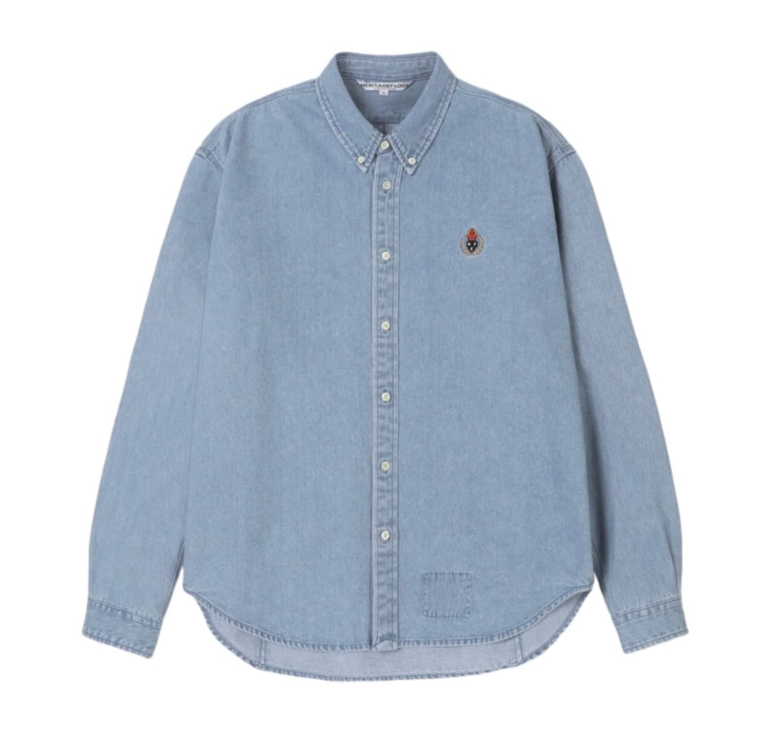 헤리티지플로스 크레스트 데님셔츠 / 라이트 인디고 M 상품이미지1