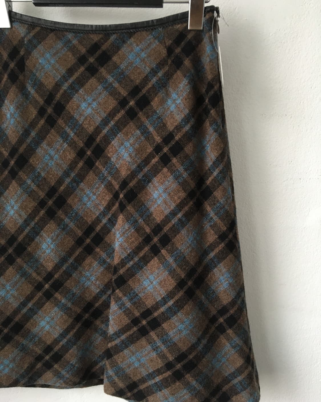 Check pattern woolen midi skirt 상품이미지2