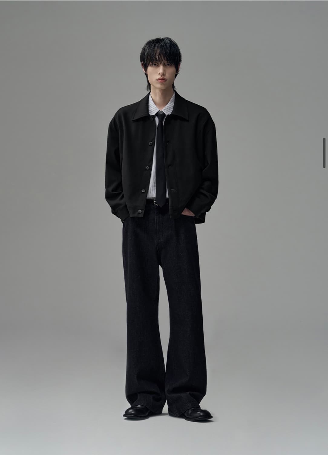 (새상품)(XL) 드로우핏 도브 울 미니멀 라인 자켓 BLACK 상품이미지3