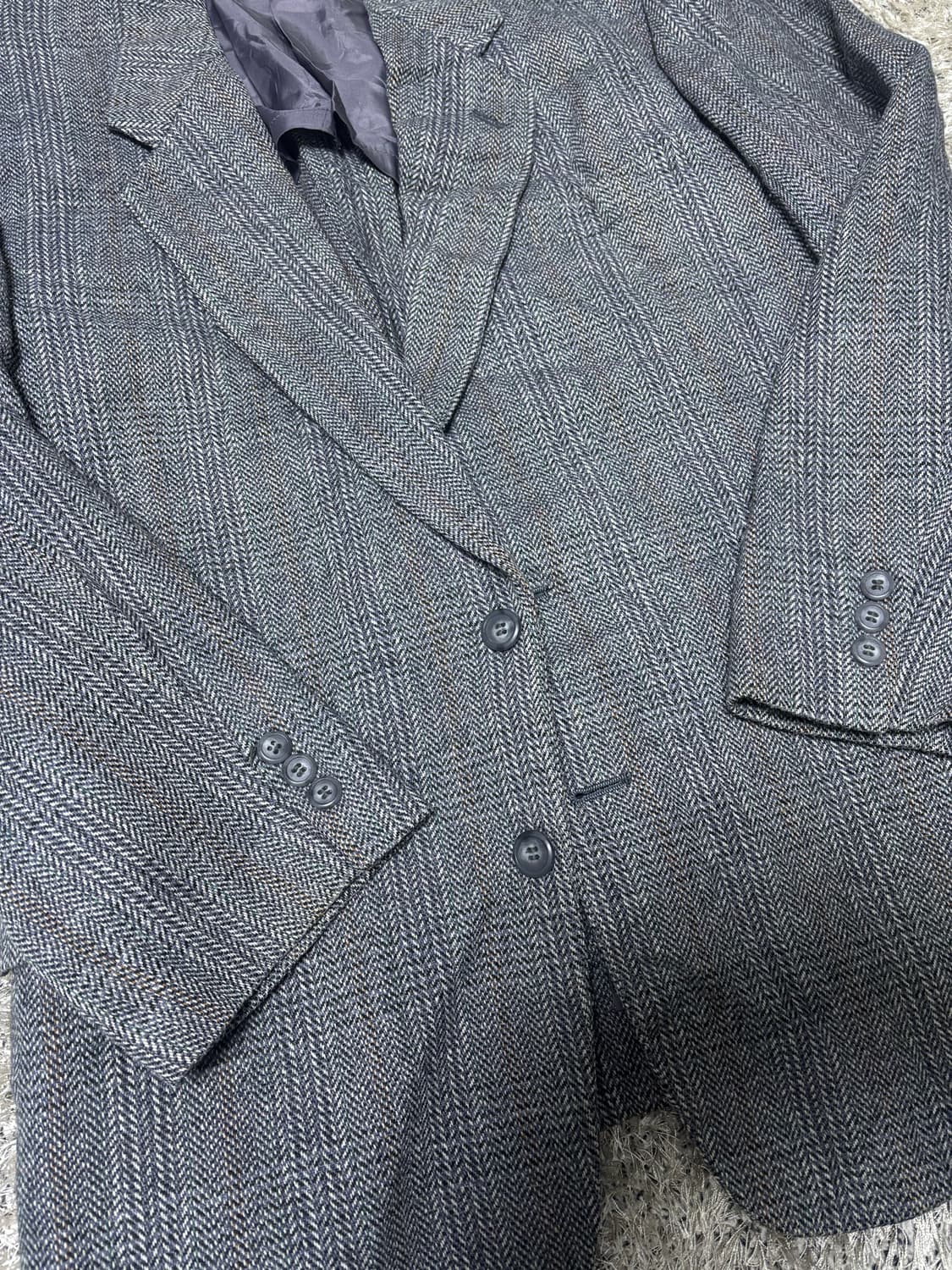 일본판 체크 울 블레이저 사이즈 105-110 상품이미지2