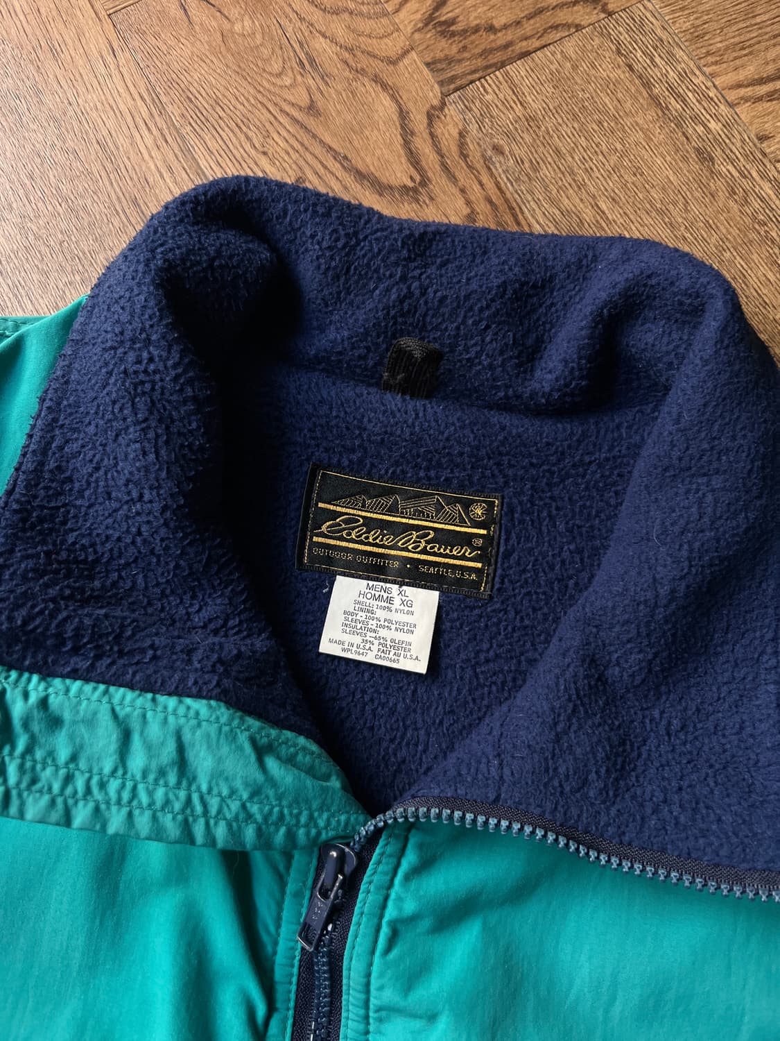 [XL]80's 에디바우어 Made in USA 나일론 쉘드 웜업 자켓 상품이미지2