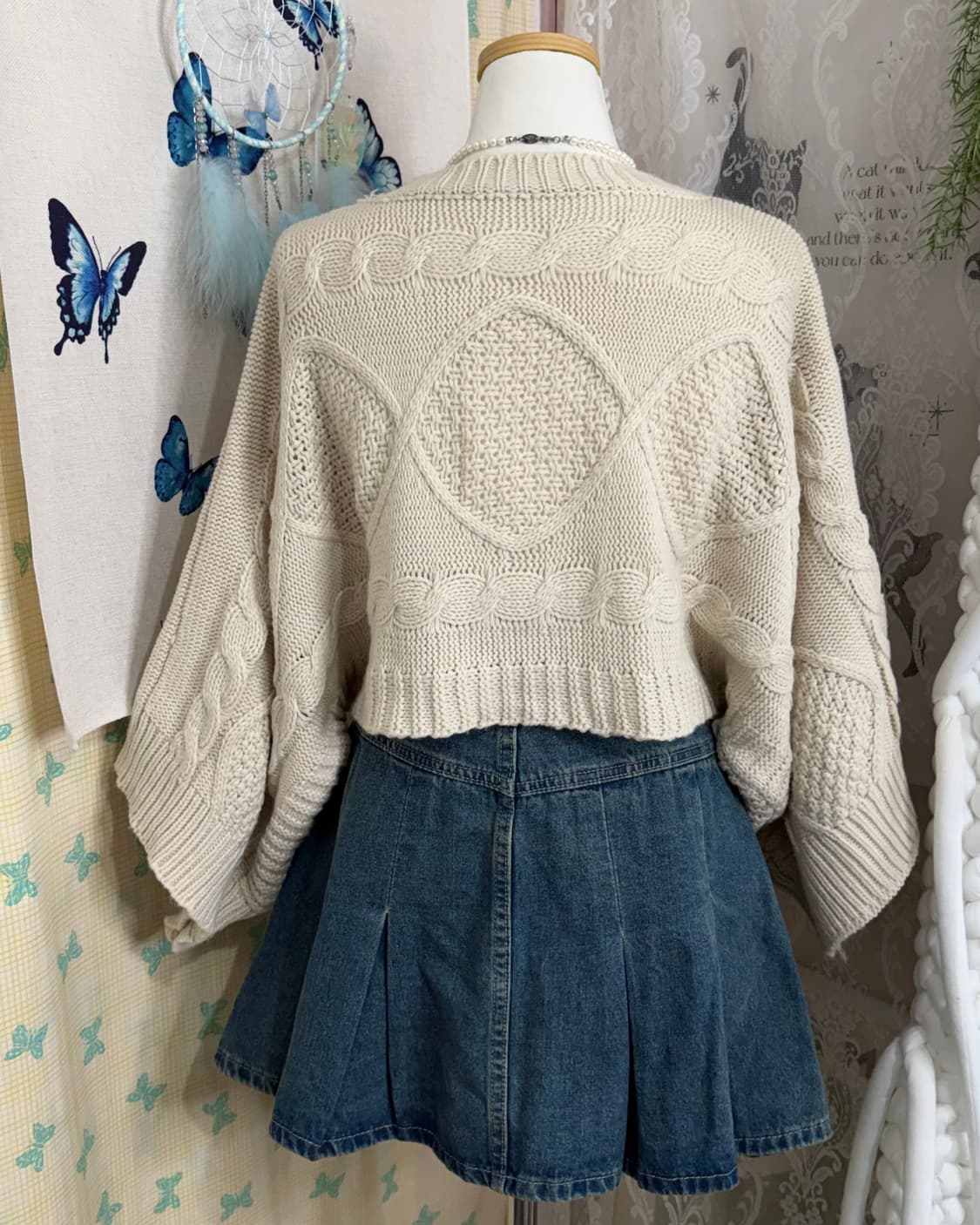 베이지 꽈배기 크롭 니트 상품이미지8