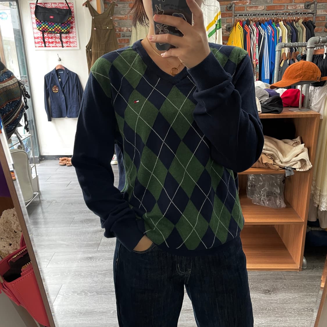 타미힐피거 아가일 니트 상품이미지3