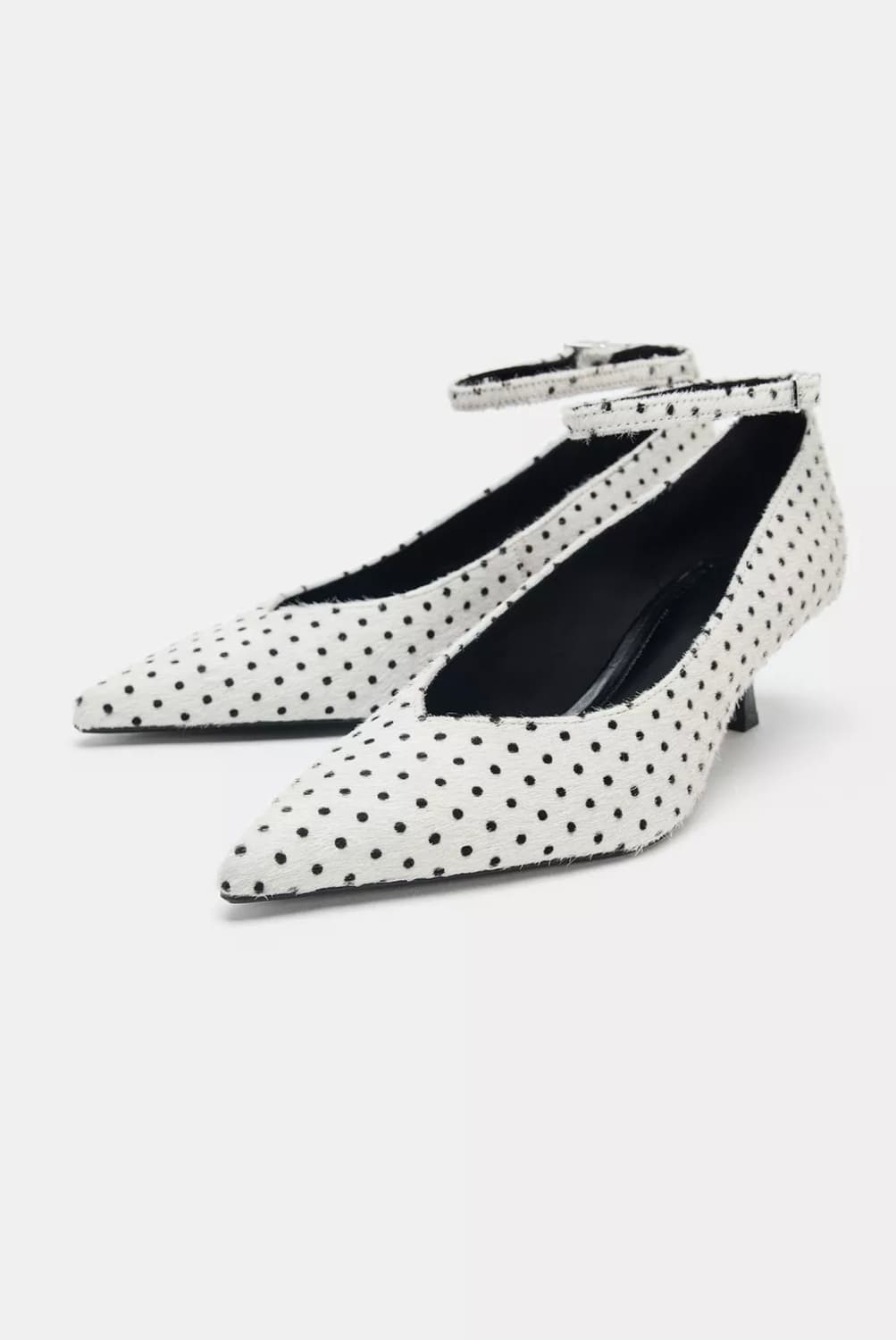 자라 물방울무늬 퍼 트리밍 레더 힐 슈즈 상품이미지4