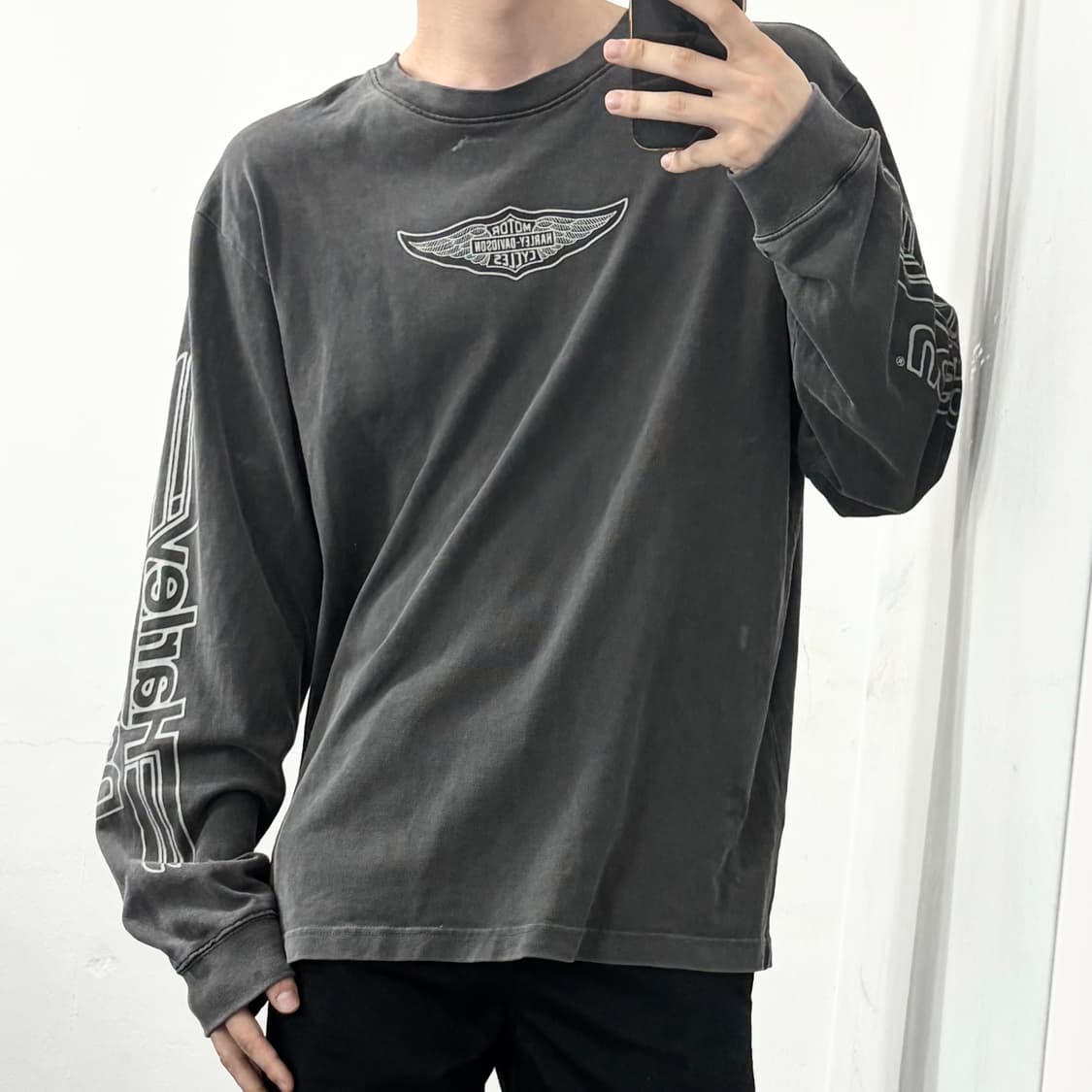 할리데이비슨 사이드로고 피그먼트 롱슬리브 상품이미지3