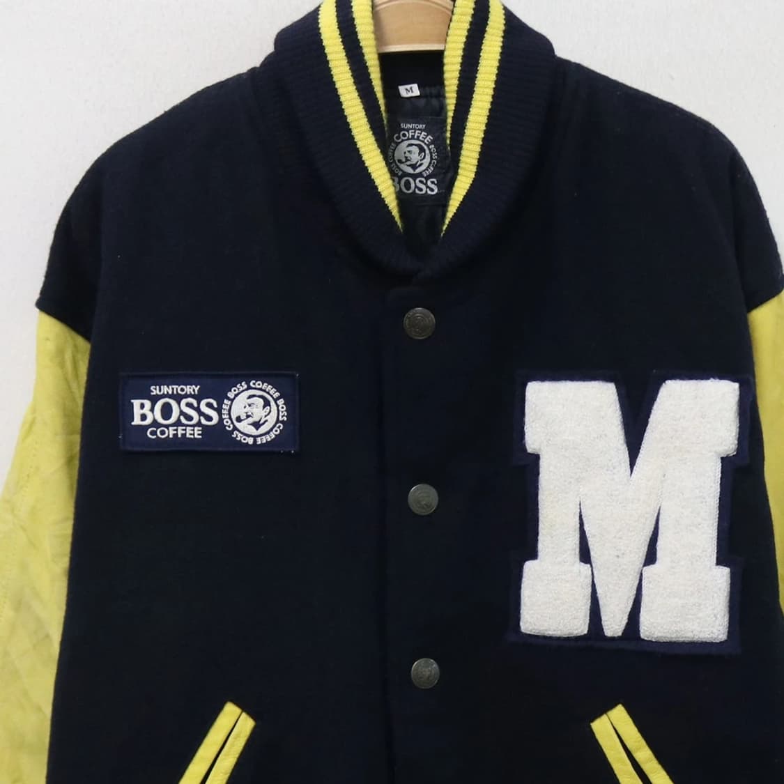 RARE SUNTORY 레더 울 야구 점퍼 61930 상품이미지5