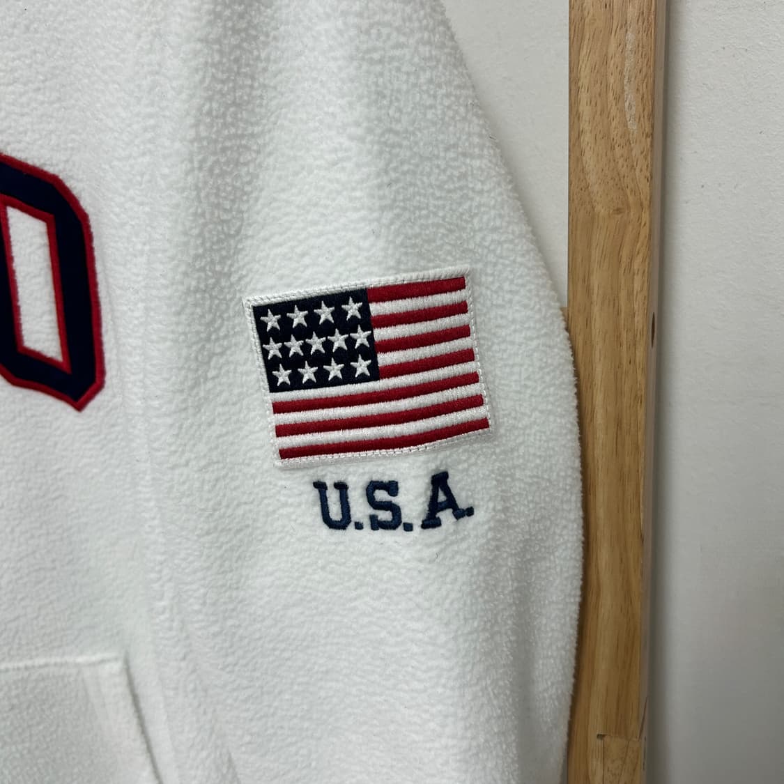 폴로 랄프로렌 아치로고 성조기 후리스 후드티 화이트 상품이미지4