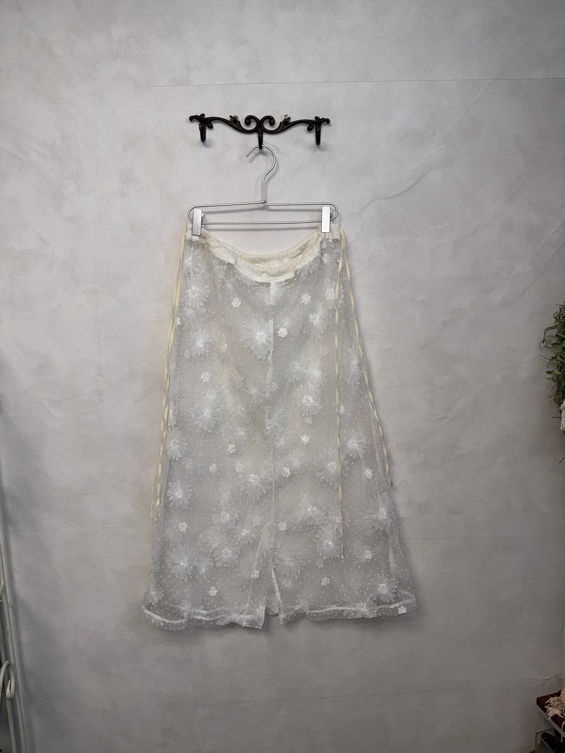 Ivory bohemian floral lace mesh skirt 상품이미지3